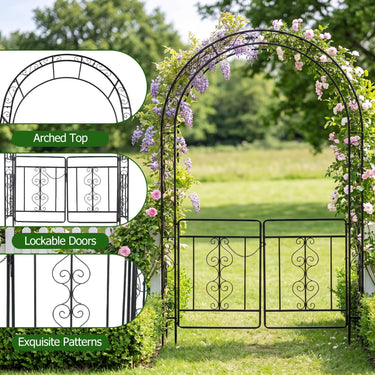 Garden Arch, Metal Arbor Trellis for Climbing Plants, Roses, Vines, Arched Top