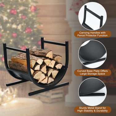U-Shaped Firewood Rack, Patio Lumber Stacker Stand