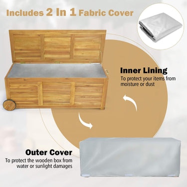 182L Outdoor Storage Box on Wheels with 2 Wheels