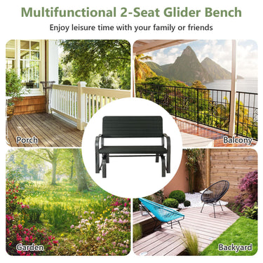 Outdoor 2-Person Glider Bench, Patio Glider Rocking Loveseat with Ergonomic Backrest & Armrests