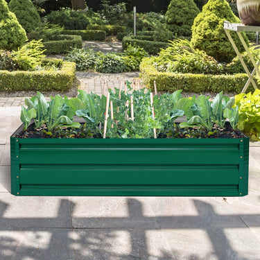 Steel Raised Garden Bed, Metal Garden Planter, 4-Panel Elevated Planter Box for Flowers, Herb, Plants and Vegetables, Grass, Lawn, Dark Green
