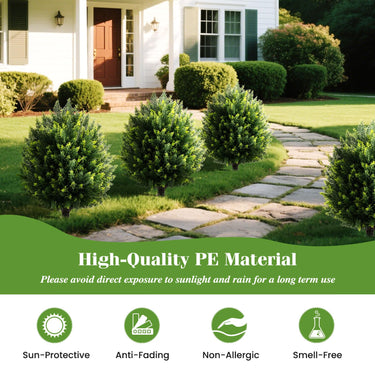 61 cm Artificial Cypress Topiary Ball Tree Set, 2 Pack Faux Cedar Bushes with Ground Spike