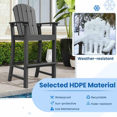 Outdoor 77cm Seat Height HDPE Bar Stool with High Backrest