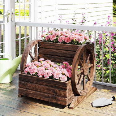 2-tier Raised Garden Bed with Drainage Holes and Wheels