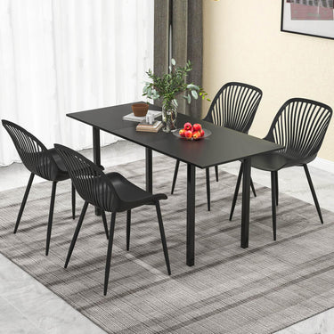Plastic Dining Chair Set of 4 with Metal Legs and Cutout Backrest