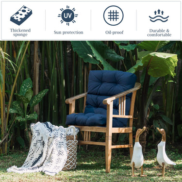 Patio High Back Chair Cushion Chair Seat Pads with Non-slip Rope Belts