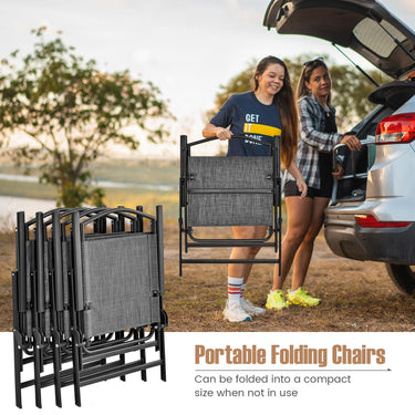 Patio Dining Set for 4, Folding Chairs & Dining Table Set w/Umbrella Hole - PatiojoyAU