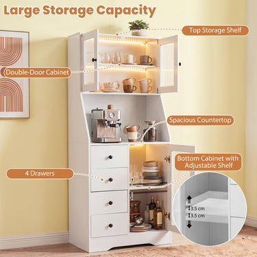 Giantex 163CM Tall Kitchen Pantry Cabinet, Freestanding Coffee Bar Cabinet