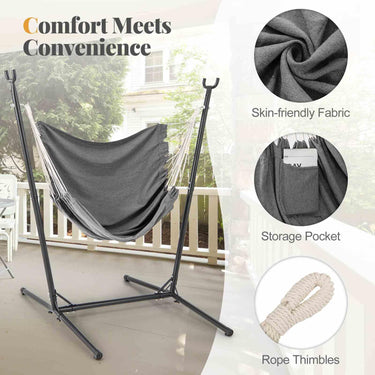 Heavy Duty Hammock Chair with Stand 6-Position Adjustable Height