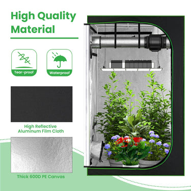 122 x 122 x 201 cm Plant Growth Tent, Reflective Grow Tent