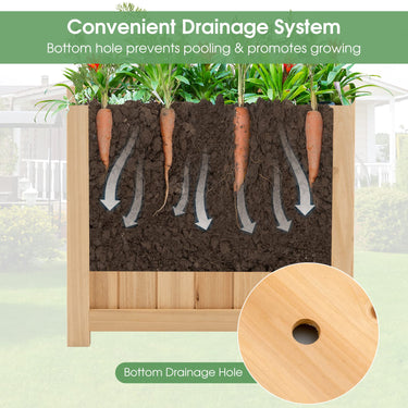 Fir Wood Raised Garden Bed, Outdoor Elevated Planter w/Drainage Hole - PatiojoyAU