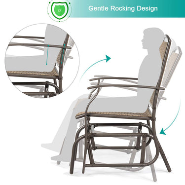 2PCS Rocking Chair for Relaxing, Fabric Garden Chair W/Iron Frame, Rocking Chair W/Backrest & Armrests