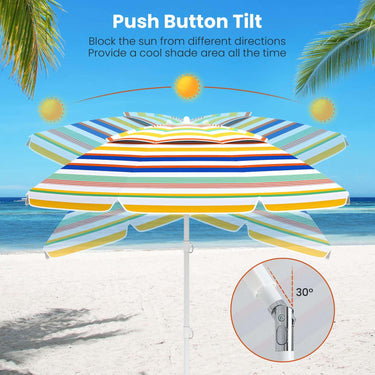 2m Beach Umbrella UPF50+ Sun Protection Portable Outdoor Sunshade Parasol