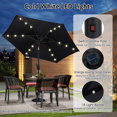 2.3M Solar Powered Garden Table Umbrella for Backyard, Beach