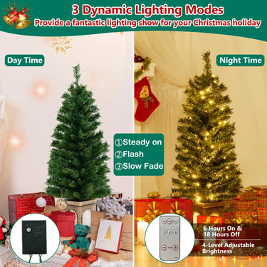 125CM Pre-Lit Potted Christmas Tree with 100 LED Lights