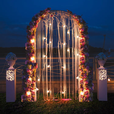 Metal Garden Arch, 240 cm Backdrop Stand for Various Climbing Plants, Assembly Freely Pergola Arbor - PatiojoyAU