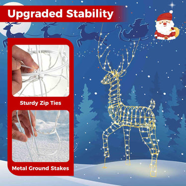 180CM Pre-Lit Christmas Reindeer 3D Buck Xmas Decoration