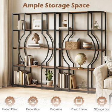 Tall Bookshelf 5-Tier Industrial Display Shelf with Open Shelves
