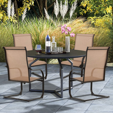 C-Spring Motion Patio Dining Chairs Set of 2, High Back Patio Chairs with Breathable Fabric