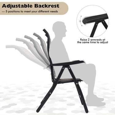 2 Piece Patio Rattan Folding Chair, Outdoor Wicker Portable Camping Chair