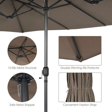 4.7 M Double-Sided Patio Umbrella, Outdoor Extra Large Umbrella W/Hand-Crank System & Air Vents - PatiojoyAU