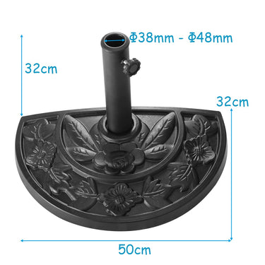 Half Round Resin Umbrella Base with Adjustable Screw Mechanism for Garden - PatiojoyAU