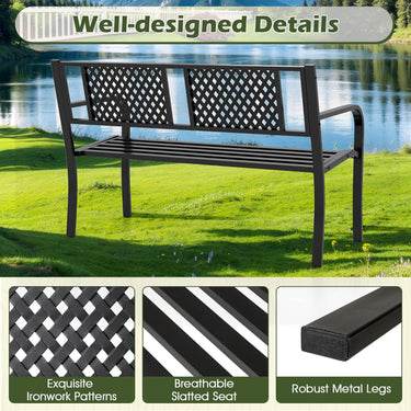 Outdoor Metal Loveseat Chair for Porch 2-3-Person Patio Bench
