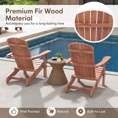 Folding Adirondack Chair Set of 2, Folding Wooden Lounge Chair