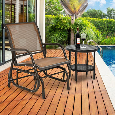 Swing Glider Chair, Outdoor Rocking Chair w/Study Metal Frame, Comfortable Single Glider Patio Chair for Garden
