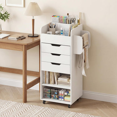 Craft Storage Cart with Mobile Drawers Shelves for Living Room
