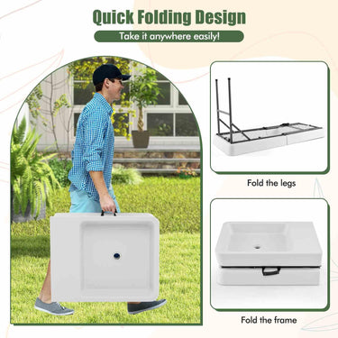 1.5M Folding Ice Cooler Table Outdoor Chilling Table with Double Sinks