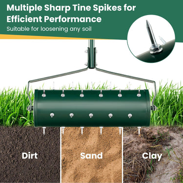Garden Patio Yard Aerator with Lawn Soil Penetrating Spikes 130 cm Long Metal Handle