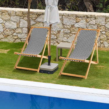 Folding Solid Wood Beach Sling Chair, Outdoor Reclining Chair with Adjustable Backrest - PatiojoyAU