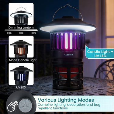 Rechargeable Electric Outdoor Fly Trap with Lantern and Candle Lamp