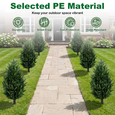 2 Pack Artificial Cypress Topiary Trees 90cm Faux Cone Bushes