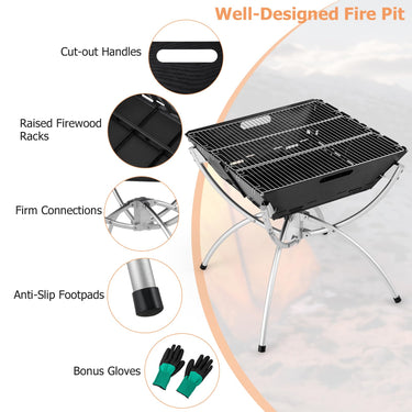 Camping Campfire Grill with Stainless Steel Grills