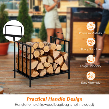 Firewood Log Rack with Convenient Handle for Fireplace