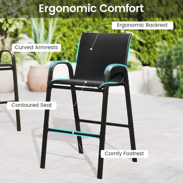 3 Piece Outdoor Bar Set Patio Bar Height Table & Chairs