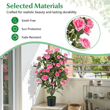 Artificial Rose Tree, 35.5" Faux Rose Flower Tree with 32 Blooming Flowers
