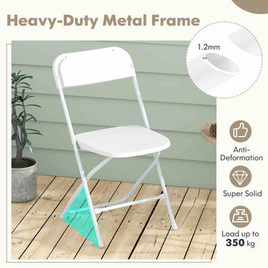 4 Pack Metal Folding Chairs, Portable Patio Chairs w/Plastic Seat & Back, Heavy-Duty Metal Frame - PatiojoyAU