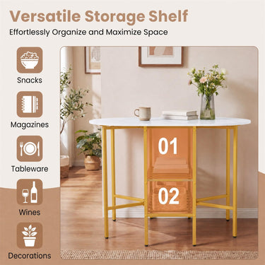 Folding Kitchen Table for 4 with Storage and Metal Frame
