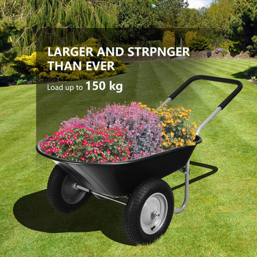 Outdoor Dump Cart w/Solid Steel Frame & Pneumatic Tires