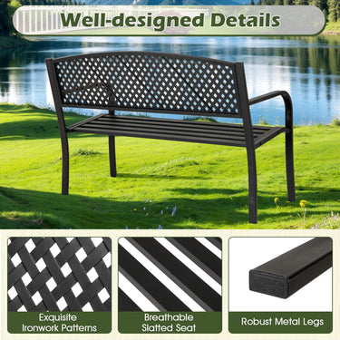 Outdoor Metal Bench for Porch Yard and Park