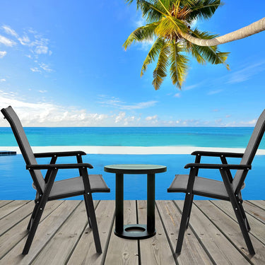 Patio Folding Chair Set of 2, Portable Outdoor Dining Chair with Breathable Fabric, Steel Structure, Foldable Design