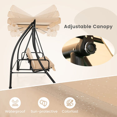 2 Seat Outdoor Convertible Swing Chair with Flat Bed