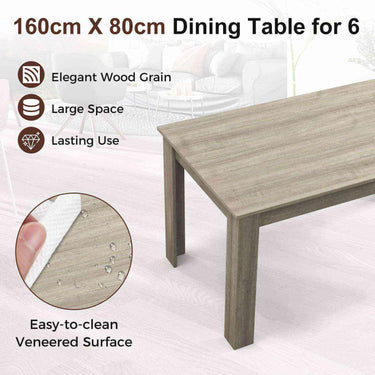 160 CM Modern Dining Table with Sturdy L-shaped Legs