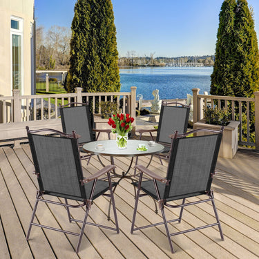 Set of 2 Patio Folding Chairs, Indoor Outdoor Folding Chairs with Armrests