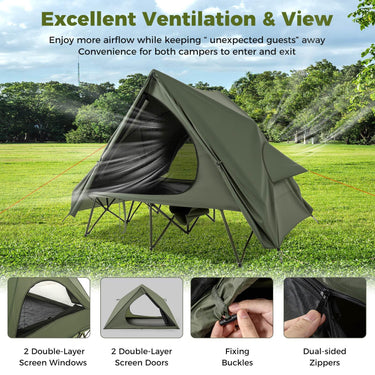 2-Person Camping Cot Tent for Adults with Pop-up Tent Shelter
