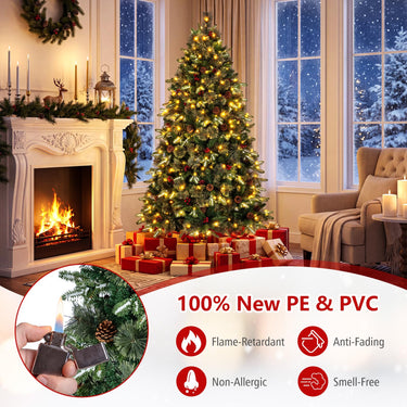 180cm Balsam Fir Christmas Tree, Pre-Lit, Hinged