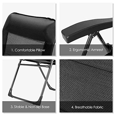 Set of 2 Patio Dining Chairs,Outdoor Portable Camping Chairs Compact Patio Chair Set w/Adjustable Backrest